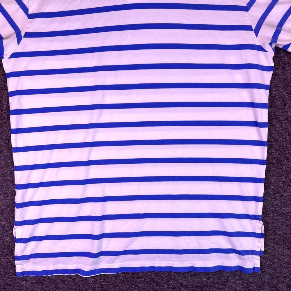 VTG Polo Ralph Lauren Shirt Men XL Striped Short Sleeve Red Pony Logo White Blue - Picture 14 of 16
